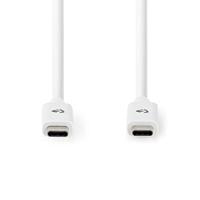 Nedis USB-C naar USB-C kabel met E-Marker chip - USB3.2 (tot 10 Gbit/s) - PD tot 20V/5A - video tot 4K 60Hz / wit - 1 meter - thumbnail