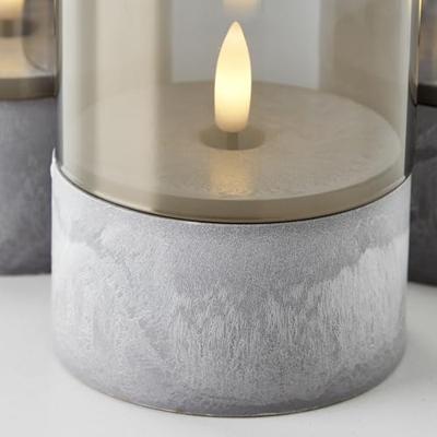 Kaars LED Brilliant Grijs Metaal 3 Stuks