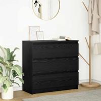 Dressoir 80x35x76 cm spaanplaat zwart eikenkleurig - thumbnail