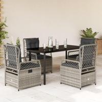 5-delige Tuinset met kussens poly rattan grijs - thumbnail