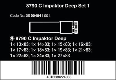 Wera 8790 C Impaktor Deep Set 1, 11-delig - 05004841001
