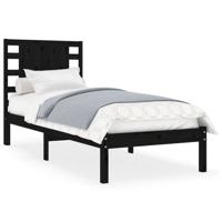 Bedframe massief grenenhout zwart 100x200 cm - thumbnail