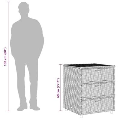 Tuinkast 55x59x69 cm poly rattan grijs