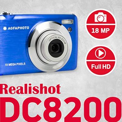 AgfaPhoto Realishot DC8200 Digitale camera 18 Mpix Zoom optisch: 8 x Blauw Incl. accu, Incl. tas Full-HD video-opname, Geïntegreerde accu