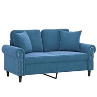 Tweezitsbank met sierkussens 120 cm fluweel blauw - thumbnail