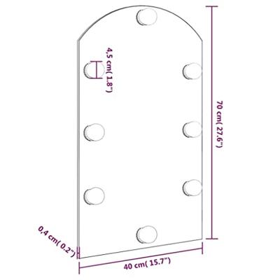 VidaXL Spiegel met led-verlichting boog 70x40 cm glas VidaXL Spiegel met led-verlichting boog 70x40 cm glas
