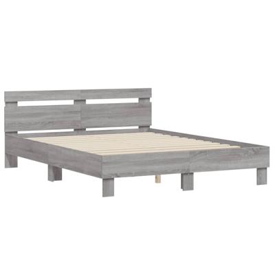 Bedframe met hoofdeinde en LED grijs sonoma eiken 150x200 cm