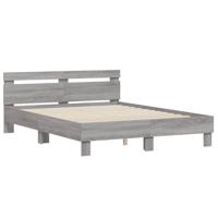 Bedframe met hoofdeinde en LED grijs sonoma eiken 150x200 cm - thumbnail