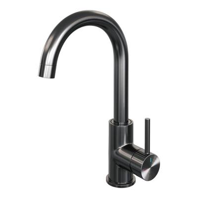 Brauer Stripe hoge opbouw wastafelmengkraan met draaibare ronde uitloop model A gunmetal geborsteld PVD