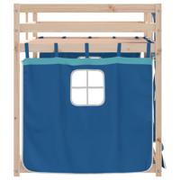 Stapelbed met gordijnen 90x190 cm massief grenenhout blauw - thumbnail
