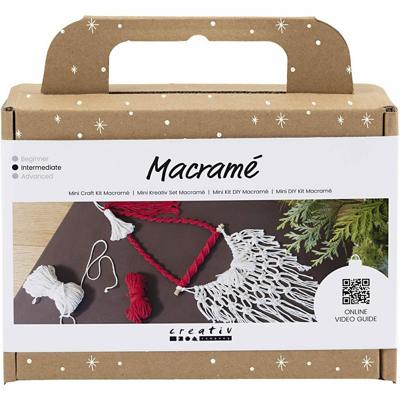 Creativ Company Mini hobbyset macramé, kerstman, kerstrood, off-white, 1 doos Creativ Company Mini hobbyset macramé, kerstman, kerstrood, off-white, 1 doos