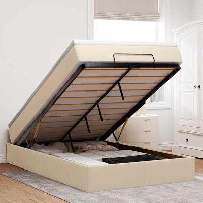 Ottoman bed met matras 120x190 cm stof crèmekleurig