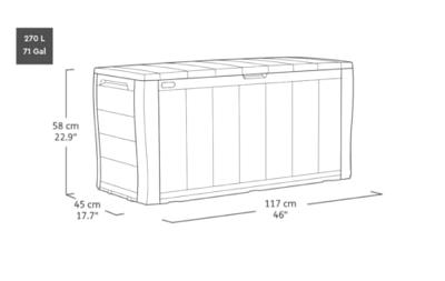 Keter Sherwood Opbergbox - 270L - 117x45x58cm - Antraciet