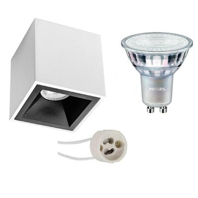Philips Vierkante Opbouwspot Set GU10 - Mat Wit/Zwart - Dimbaar 3.7W