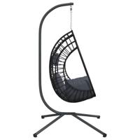 VidaXL Hangstoel met standaard rattan en staal antracietkleurig - thumbnail