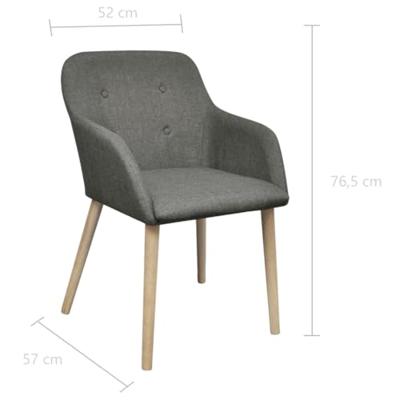 VidaXL Eetkamerstoelen 2 st stof en massief eikenhout lichtgrijs
