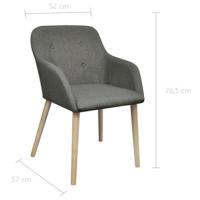 VidaXL Eetkamerstoelen 2 st stof en massief eikenhout lichtgrijs - thumbnail