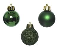 Decoris kerstballen plastic 14st dennengroen 3cm - thumbnail