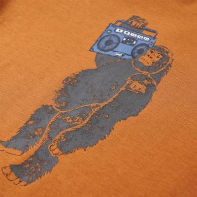 Kindershirt met lange mouwen gorillaprint 128 donkerokerkleurig