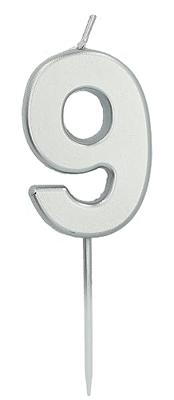 Cijferkaars &apos;9&apos; Zilverkleurig 5cm