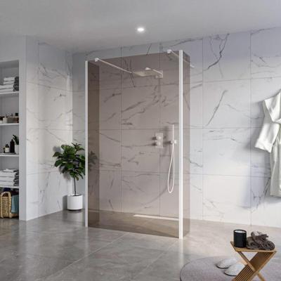 Fortifura Galeria Vrijstaande Inloopdouche - 120x200cm - Rookglas - antikalk - 8mm veiligheidsglas - 2 zijwanden 40cm - wandsteunen en hoekprofielen - Wit mat SW927768 2x/SW797944/SW797934 2x/SW541264 2x