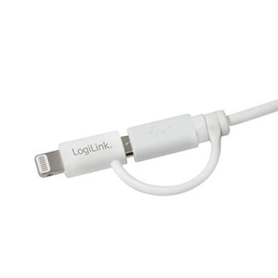 LogiLink CU0118 USB-kabel USB 2.0 USB-A stekker, USB-micro-B stekker, Apple Lightning stekker 1.00 m Wit
