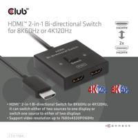 Club 3D hdmi switch 2-in-1 bi-directional for 8k60hz or 4k120hz (zwart, 0.5 meter) - thumbnail