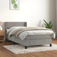 Boxspring met matras fluweel lichtgrijs 90x190 cm - thumbnail
