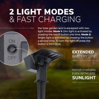 Set van 4 Odessa solar prikspots - Incl. Schemerschakelaar - 6000K daglicht wit - 2 lichtstanden - 300 lumen - 6-12 uur brandtijd - Kantelbaar - IP65 waterdicht - thumbnail