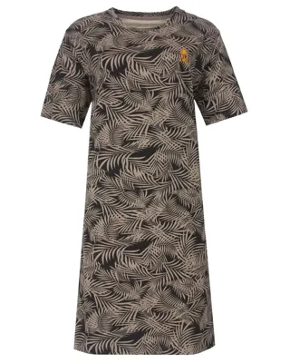 Medaillon dames nachthemd korte mouw - Taupe