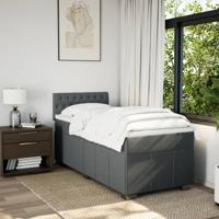 Boxspring met matras stof donkergrijs 120x190 cm - thumbnail
