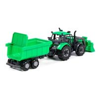 Cavallino tractor met lader en aanhang kiepwagen groen, schaal 1:32 - thumbnail