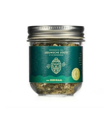 Zeeuwsche Zoute Zout met zeekraal glazen pot 100 Gram