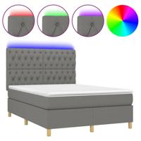 Boxspring met matras en LED stof donkergrijs 140x190 cm - thumbnail