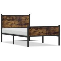 Bedframe hoofd- en voeteneinde metaal gerookt eiken 100x190 cm - thumbnail