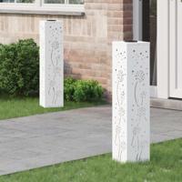 VidaXL Solar led pad licht 2 pcs wit koudgewalst staal - thumbnail