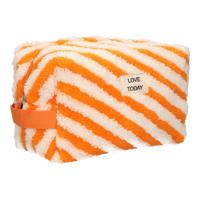 Traveller Toilettas badstof stripe oranje 23cm x 13cm - thumbnail