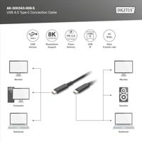 Digitus USB-kabel USB 3.2 Gen2 (USB 3.1 Gen2), USB 3.2 Gen2x2, USB 3.2 Gen1 (USB 3.0 / USB 3.1 Gen1) USB-C, USB-C stekker 0.80 m Zwart Flexibel, Afgeschermd, - thumbnail