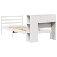 Bed met boekenkast zonder matras grenenhout wit 90x200 cm - thumbnail