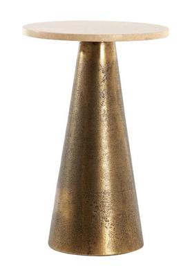 Light & Living Bijzettafel 'Ynez' Travertin, 29cm, kleur Antiek Brons