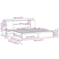 Bed met boekenkast zonder matras massief grenenhout 180x200 cm - thumbnail