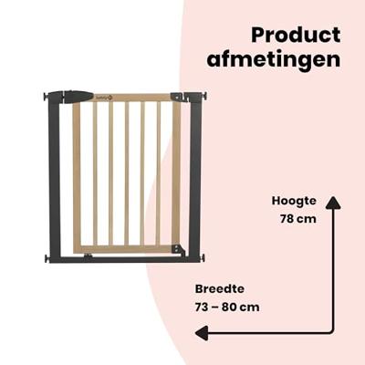 VEILIGHEID 1ST SIMPLY CLOSE HOUT & META, Druk, 73-80 cm (Max. 94cm), zonder schroeven of boren, Openen met één hand, Hout en Grafiet