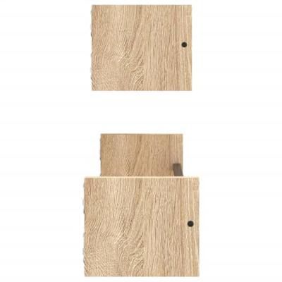 Wandschappen met stangen 2 st 60x16x14 cm sonoma eikenkleurig