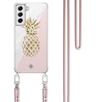 Samsung Galaxy S21 FE hoesje met rosegoud koord - Ananas - thumbnail