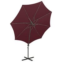 VidaXL Zweefparasol met paal en led-verlichting 300 cm bordeauxrood - thumbnail