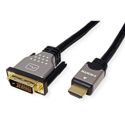 ROLINE Monitorkabel DVI (24+1) - HDMI, M/M, zwart / zilver, 1 m ROLINE Monitorkabel DVI (24+1) - HDMI, M/M, zwart / zilver, 1 m