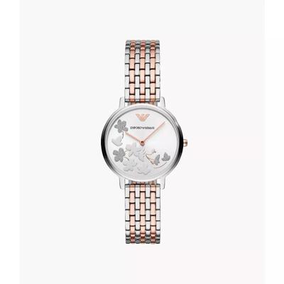Emporio Armani Dames Tweekleurig roestvrijstalen armbandhorloge 32 mm AR11113