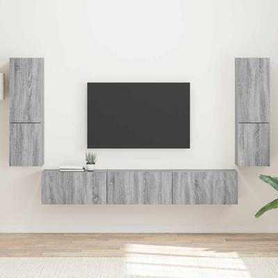 Tv-meubelset Wandgemonteerd 4 pcs Grijs Sonoma Bewerkt hout