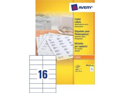 Etiket Avery DP167-100 105x37mm wit 1600 etiketten Etiket Avery DP167-100 105x37mm wit 1600 etiketten