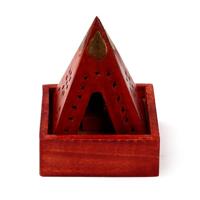 Mango Hout Piramide Wierookhouder Kegels Boeddha Lijstwerk - thumbnail